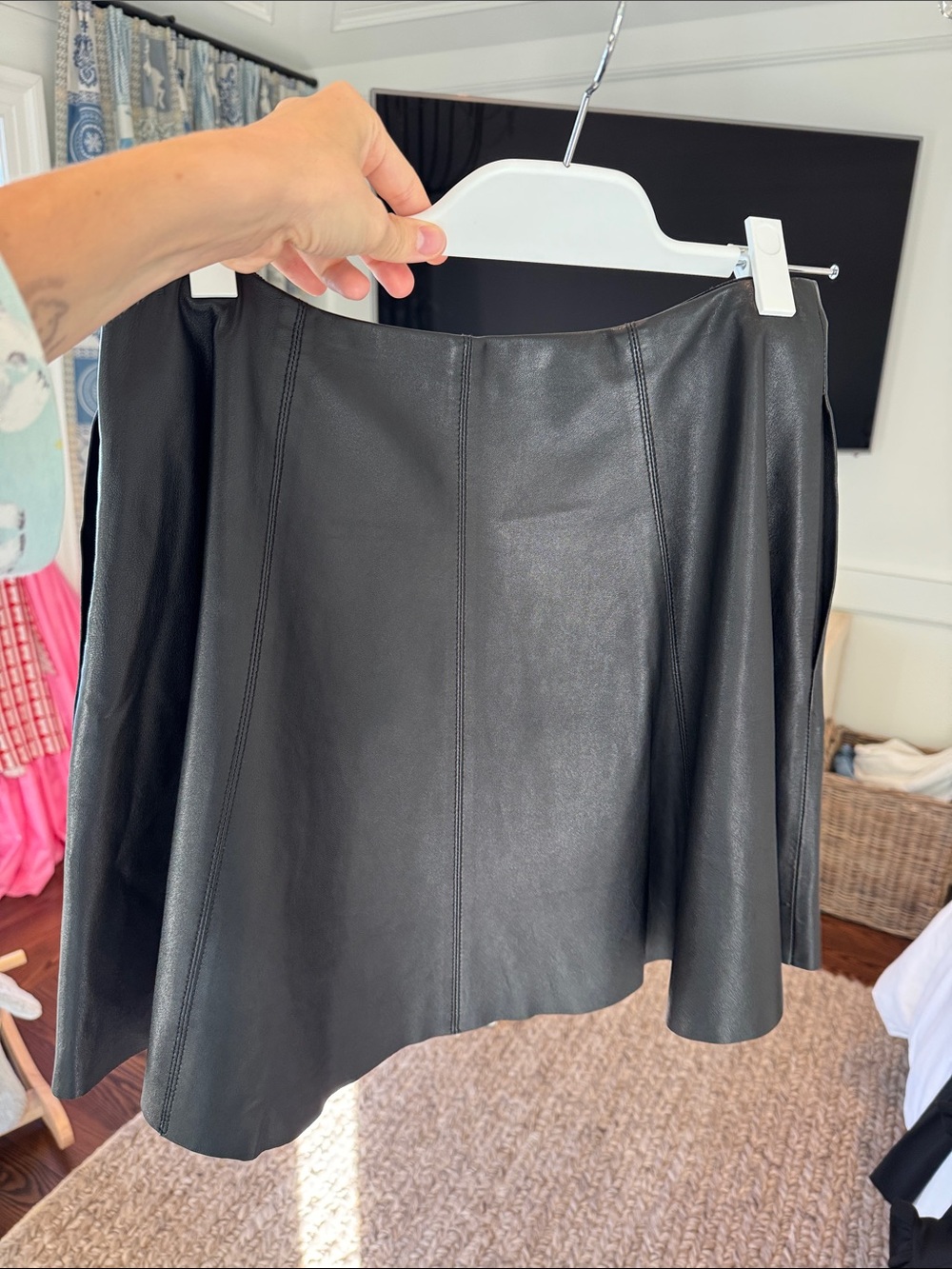 Women's Black Theory Leather A-Line Skirt